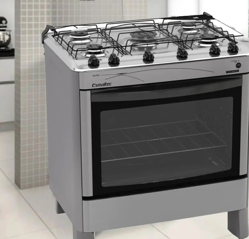 Fogão Esmaltec 5 Bocas Ágata com Acendimento Automático – Inox