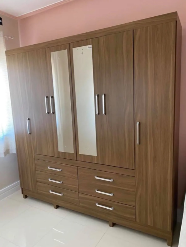 Guarda-roupa Casal com Espelho 6 Portas – 6 Gavetas Demóbile Paris II