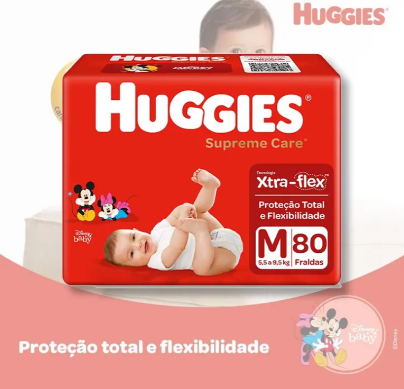 Huggies Fralda Supreme Care Hiper M, 80 Fraldas, A Embalagem Pode Variar