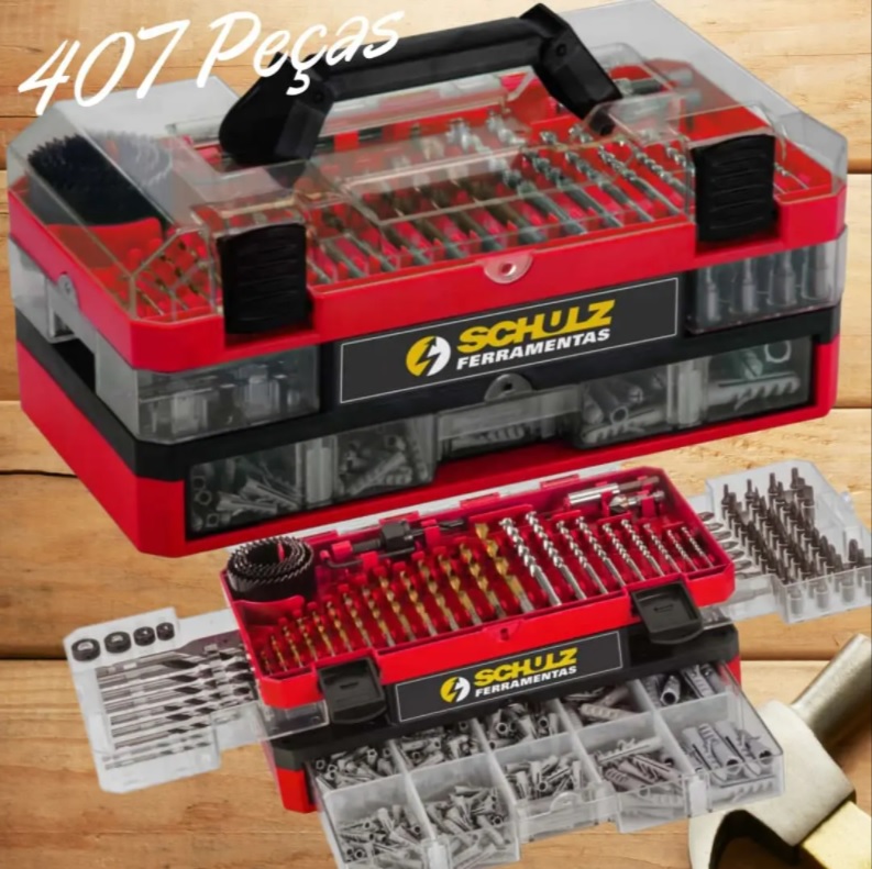 Jogo de Brocas & Acessórios Schulz – 407 Peças