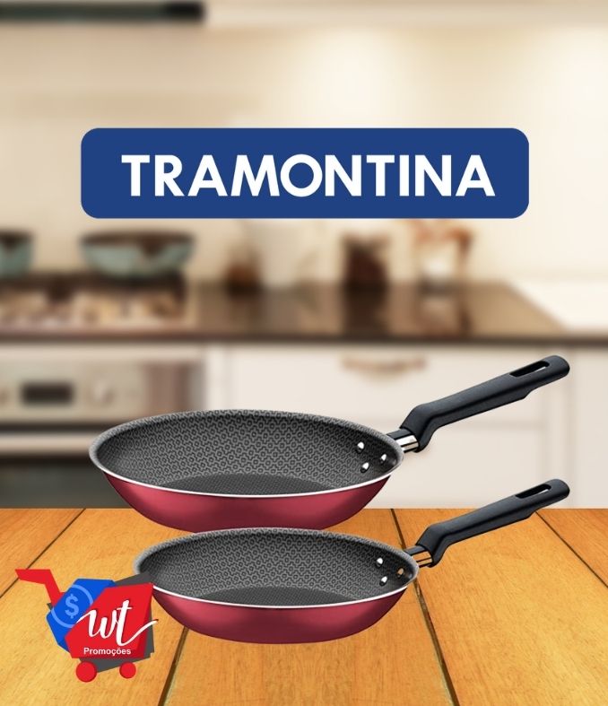 Jogo de Frigideiras de Alumínio com Revestimento Interno de Antiaderente 2 Peças Tramontina Bergamo Vermelho