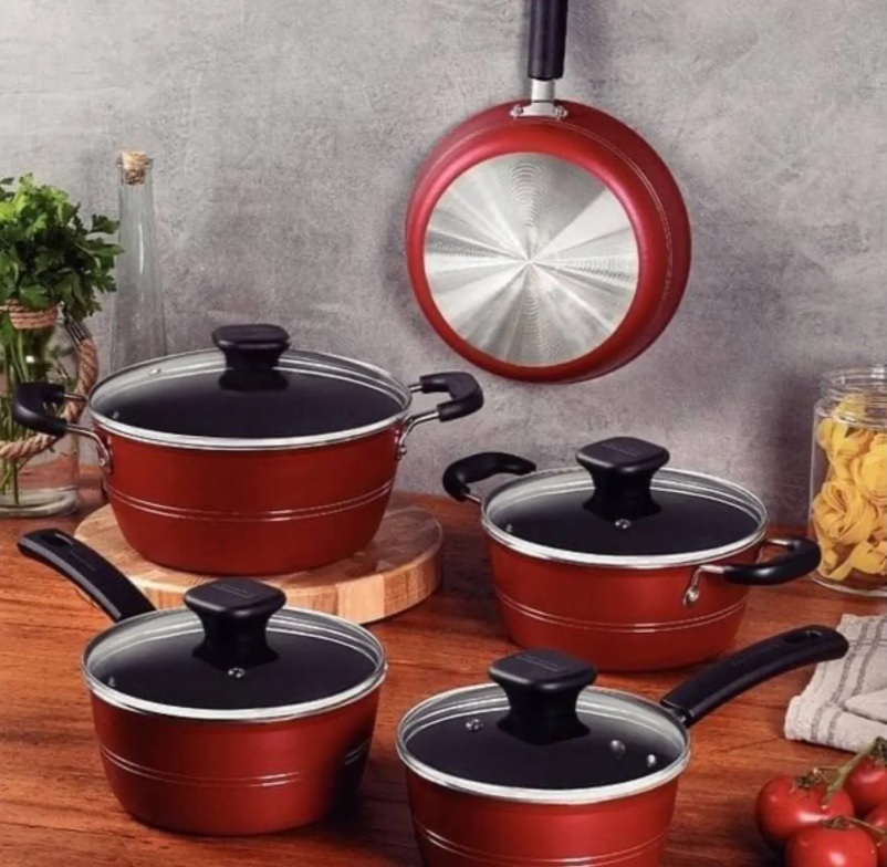 Jogo De Panelas Sicília 5 Peças Vermelho Tramontina