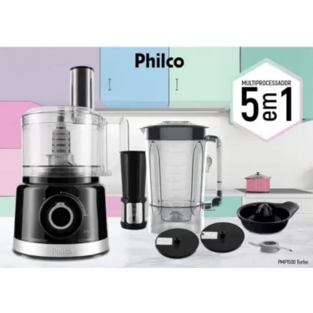 Multiprocessador de Alimentos Philco Preto – PMP1500P 5 em 1 900W