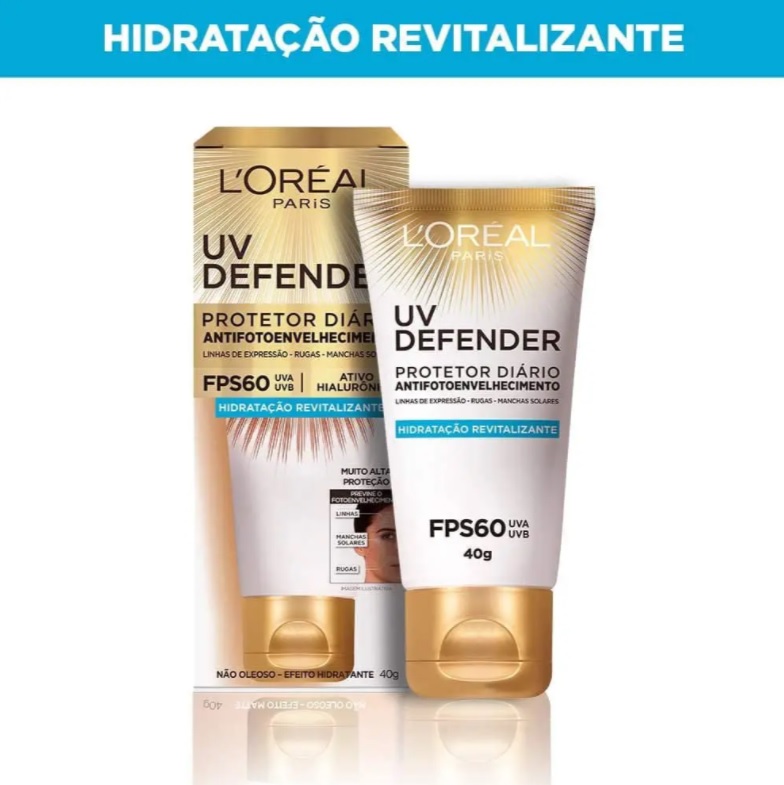 Protetor Diário L’Oréal Paris Uv Defender Hidratação Fps 60, L’Oréal Paris