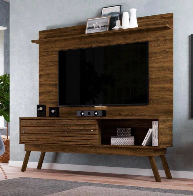 Rack Suspenso com Painel para TV até 75” 2 Portas – Pés Palito Madetec Lorenzo