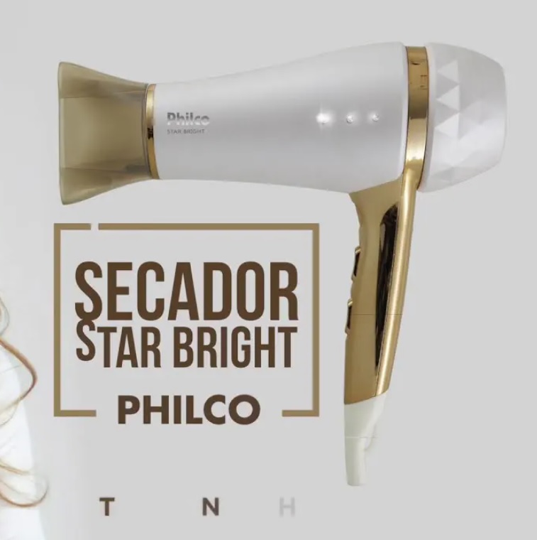 Secador de Cabelos Philco Star Bright PSC10 Motor DC Profissional 2100W – Branco