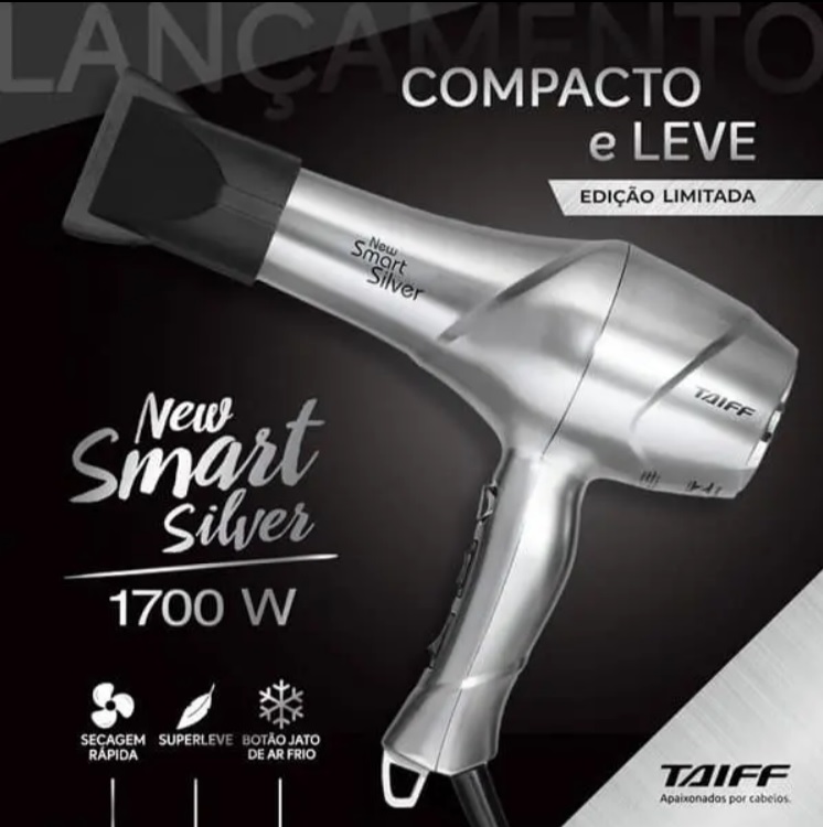 Secador de Cabelos Taiff New Smart Silver Motor AC 1700W – Metalizado