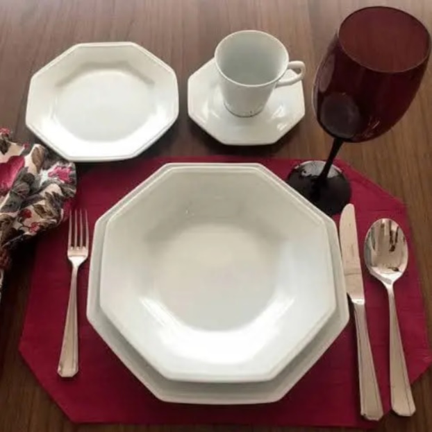 Serviço de Jantar e Chá 20 peças Porcelana, Branco, Schmidt