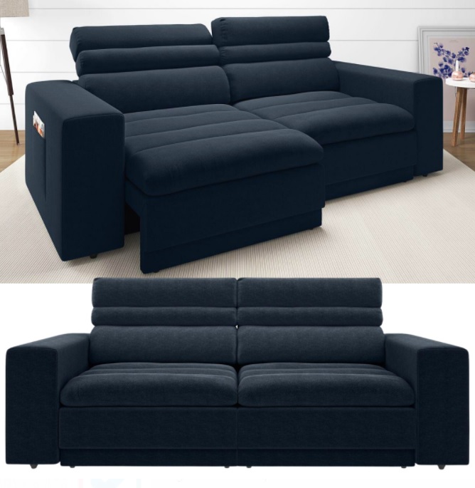 Sofá Retrátil Reclinável 4 Lugares Velosuede – Treviso Next Sofás