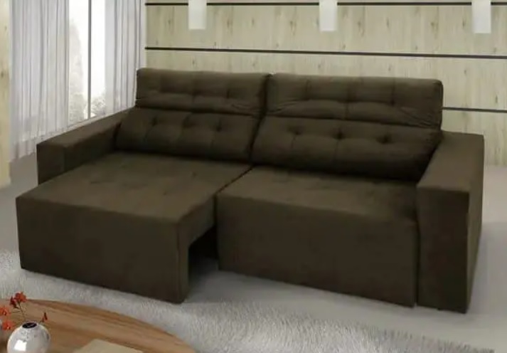 Sofá Retrátil e Reclinável 4 Lugares – Suede Amassado Vitale Ambiente Móveis