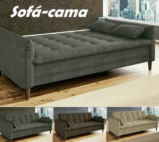 Sofá-cama Suede Reclinável Linoforte – Estela A2