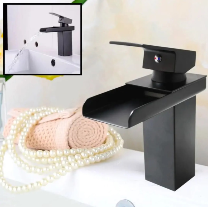 Torneira Banheiro Monocomando Preta Calha Metal Black Baixa