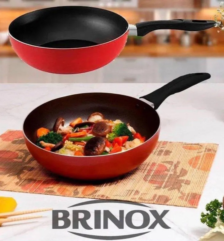 Wok Brinox Garlic Vermelho Antiaderente – 24cm