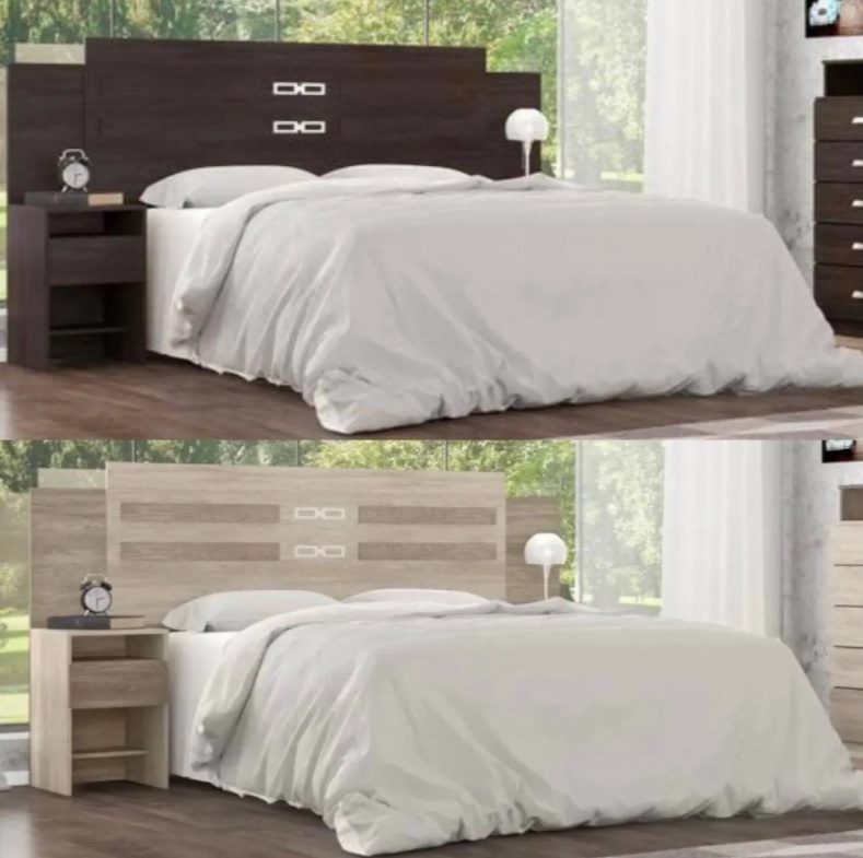 Cabeceira Casal e Queen Size MDP com 2 Prateleira – 2 Mesas de Cabeceira Demóbile Triunfo