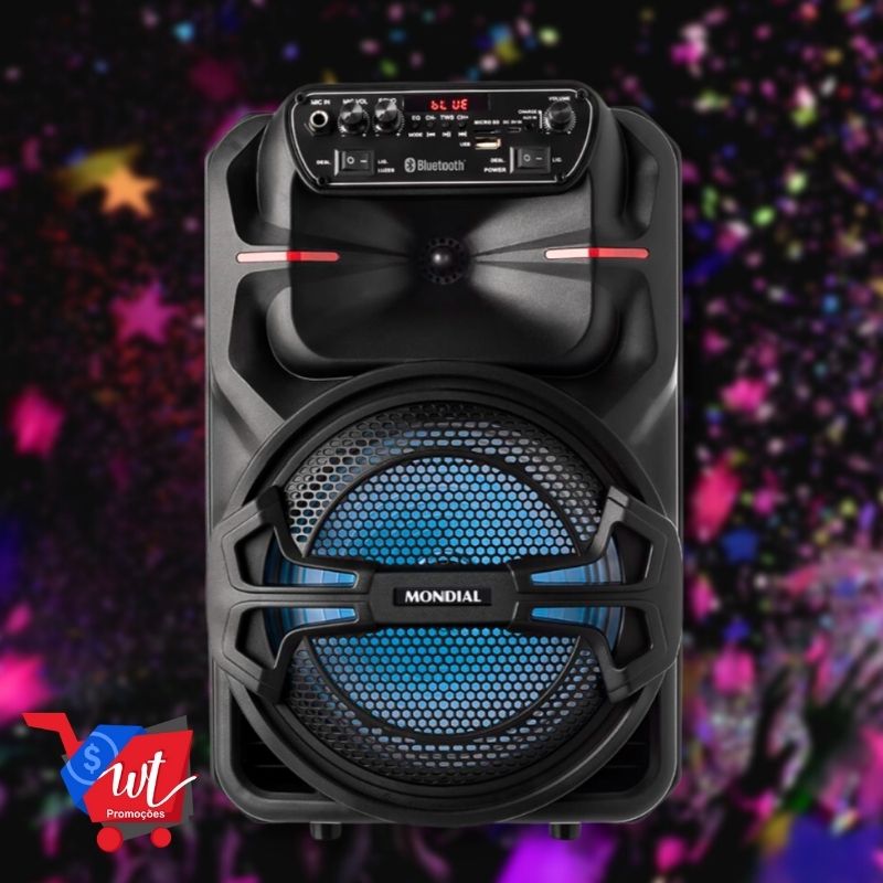 Caixa Amplificada Mondial CM-200 com Bluetooth, USB e Rádio FM – 200W