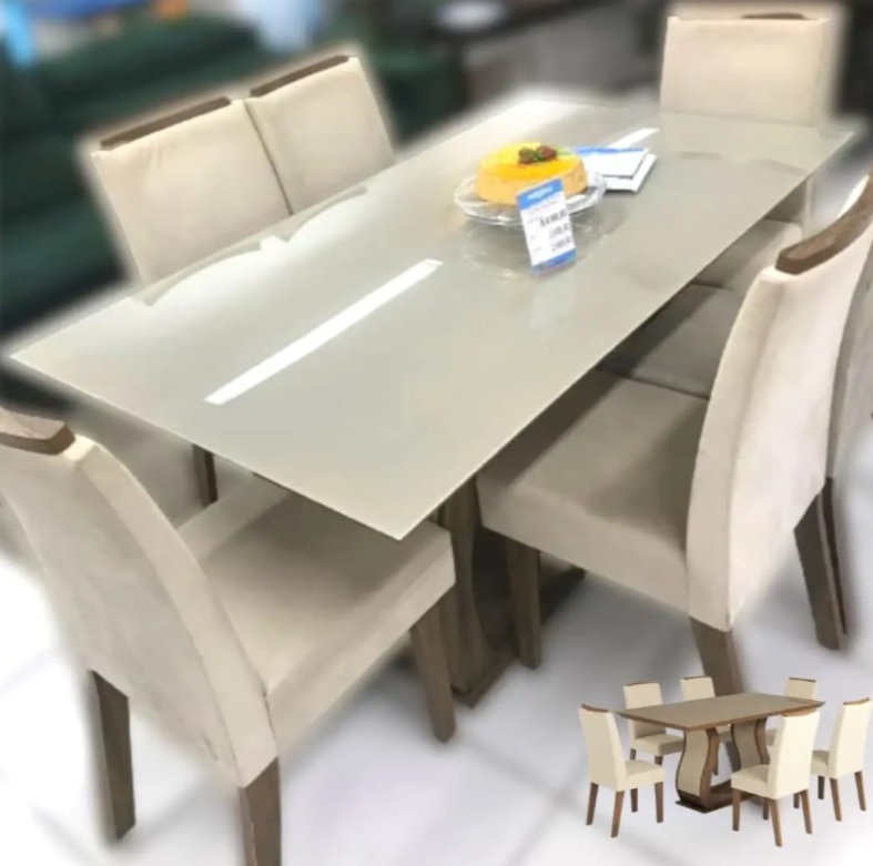 Conjunto de Mesa 6 Cadeiras Estofadas – Viero Móveis Valência