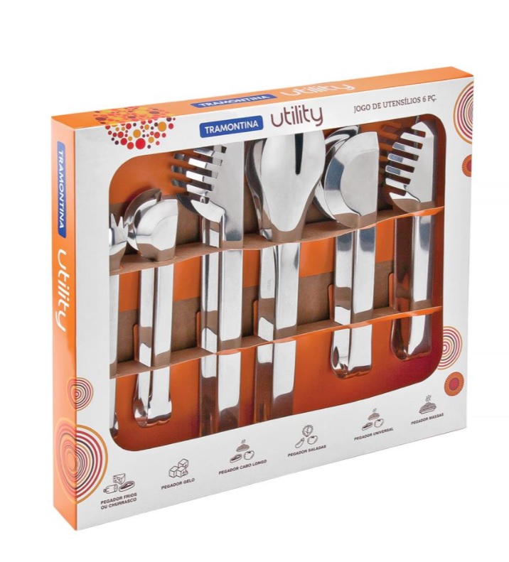 Conjunto de Pegadores Tramontina Utility 66800103 em Aço Inox – 6 Peças