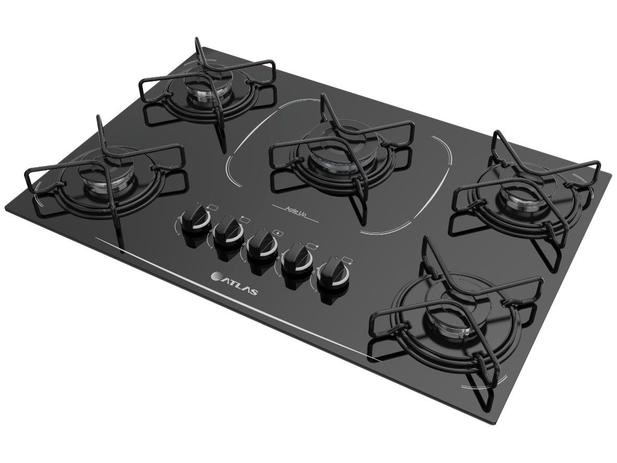 Cooktop 5 Bocas Atlas a Gás GLP Vitrocerâmico – Preto Agile Up Glass