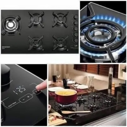 Cooktop 5 Bocas Brastemp à Gás GLP – Acendimento Preto Ative! BDT85