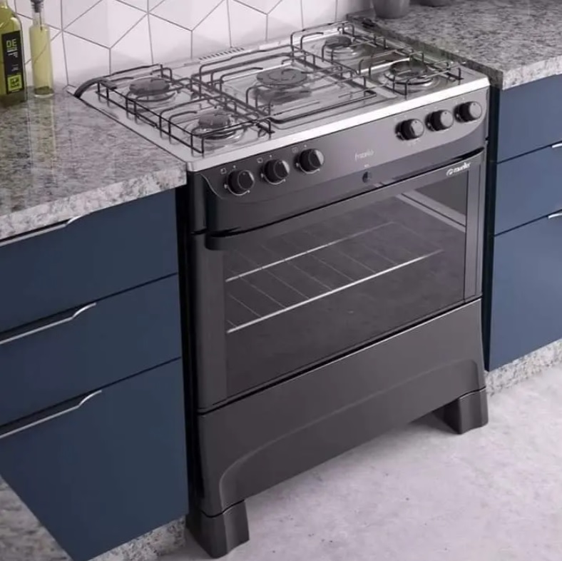 Fogão 5 Bocas Mueller Grafite – Acendimento Automático Easy Clean Fratello