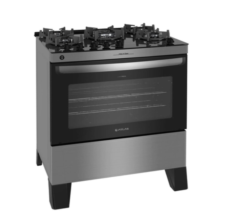 Fogão A Gás 5 Bocas Up Glass Atlas Vidro Temperado Automático Inox