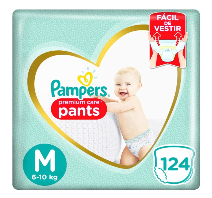 Fralda Pampers Pants Premium Care M 124 unidades, Pampers