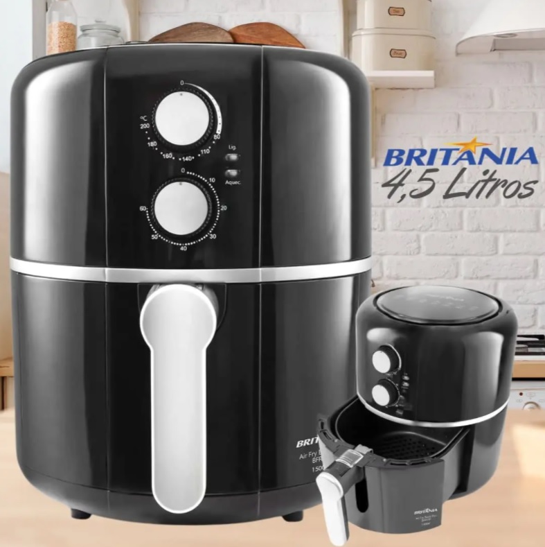 Fritadeira Air Fry Britânia Black Plus BFR13P 1500W 4,5 Litros
