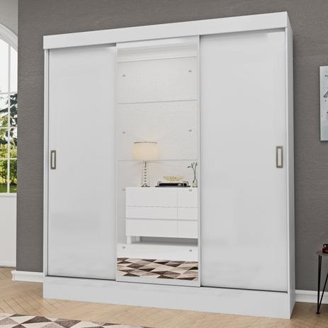 Guarda Roupa Casal com Espelho 3 Portas 2 Gavetas Istambul Espresso Móveis Branco