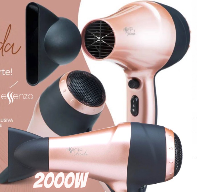 Secador de Cabelo Profissional Essenza – AC 2000W-127V com Gerador de Ions + Bag – EB044, Multilaser, EB044