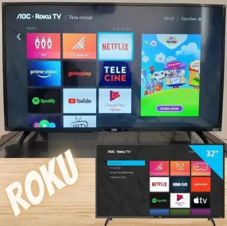 Smart TV LED 32 HD Roku WiFi HDMI 32S5135/78G - AOC - Info Store