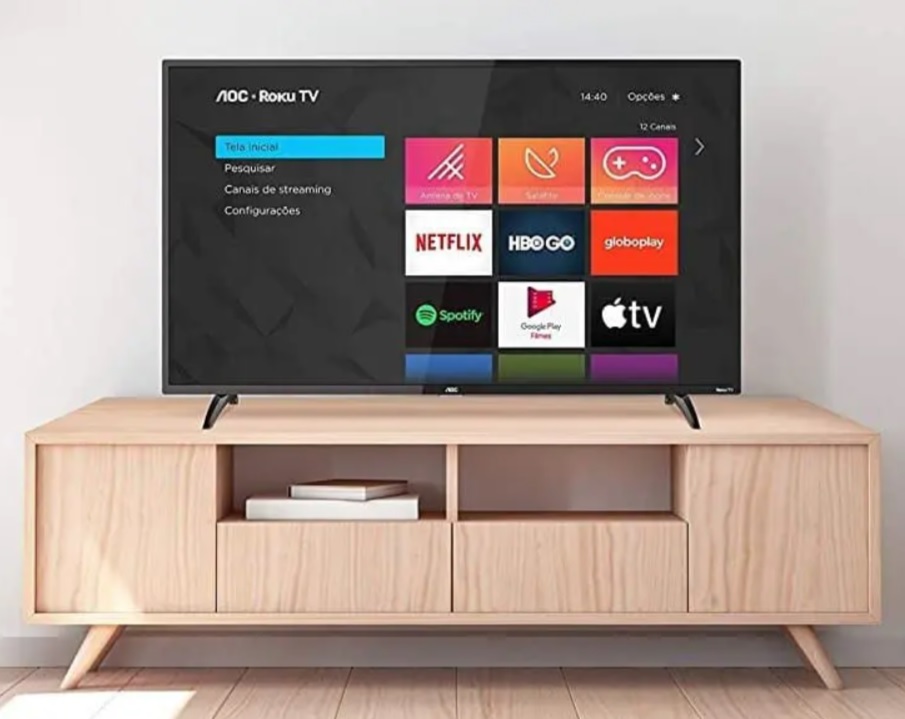 Smart TV LED 32″ HD AOC ROKU TV FHD 32S5195/78G, Wi-Fi, 3 HDMI, 1 USB, Wifi, Conversor Digital