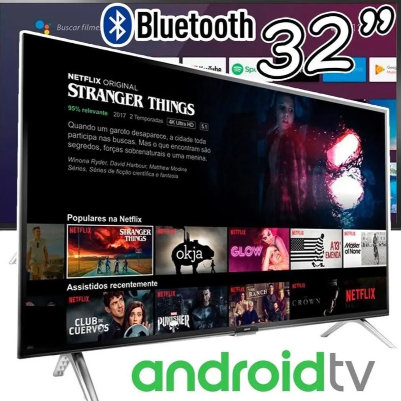 Smart Tv Android Led 32″ Semp 32s5300 Bluetooth 2 Hdmi 1 Usb Controle Remoto Com Comando De Voz E Google Assistant