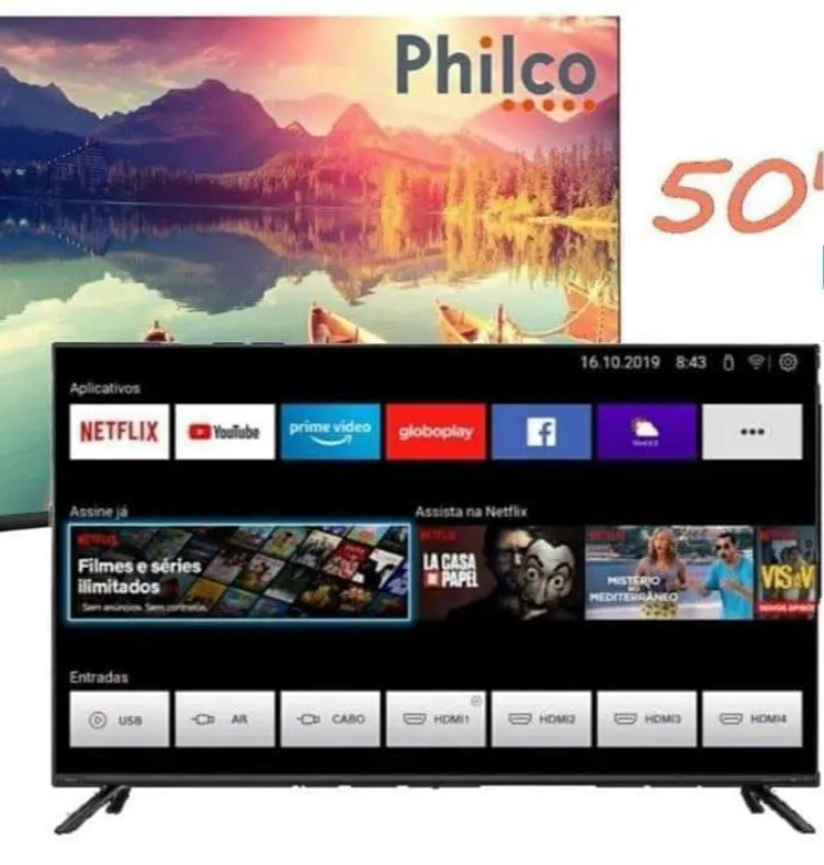 Smart TV 50” 4K Led Dolby Audio Bivolt Philco