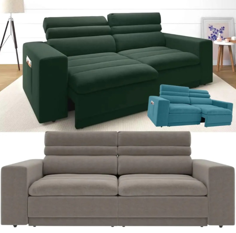Sofá Retrátil Reclinável 4 Lugares Velosuede – Treviso Next Sofás