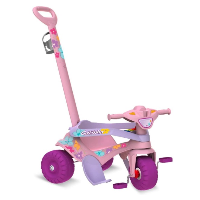 Triciclo Motoka Passeio e Pedal Gatinha, Bandeirante, Rosa