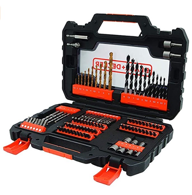 BLACK+DECKER Kit de Furar e Parafusar com Maleta 104 Peças para Furar e Parafusar A7230-XJ
