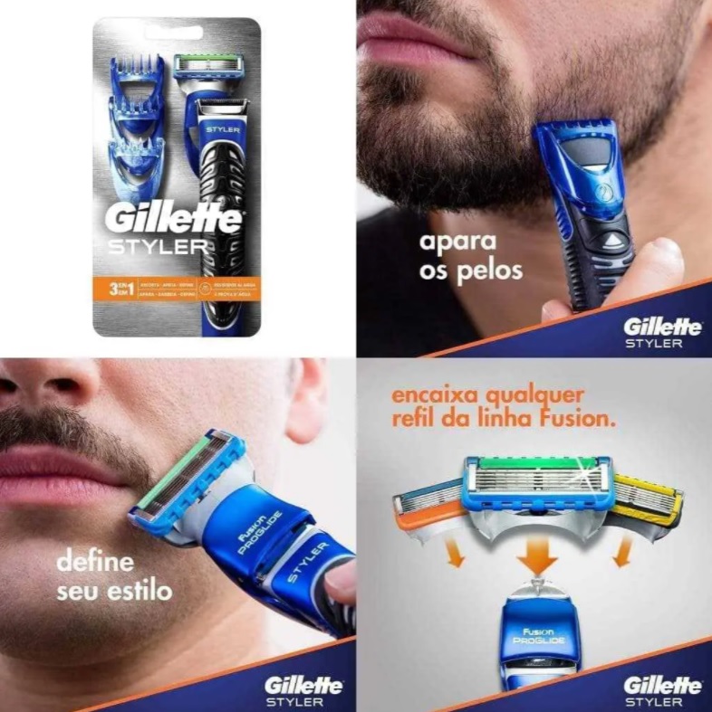 Barbeador Elétrico Gillette Styler 3 em 1, Gillette
