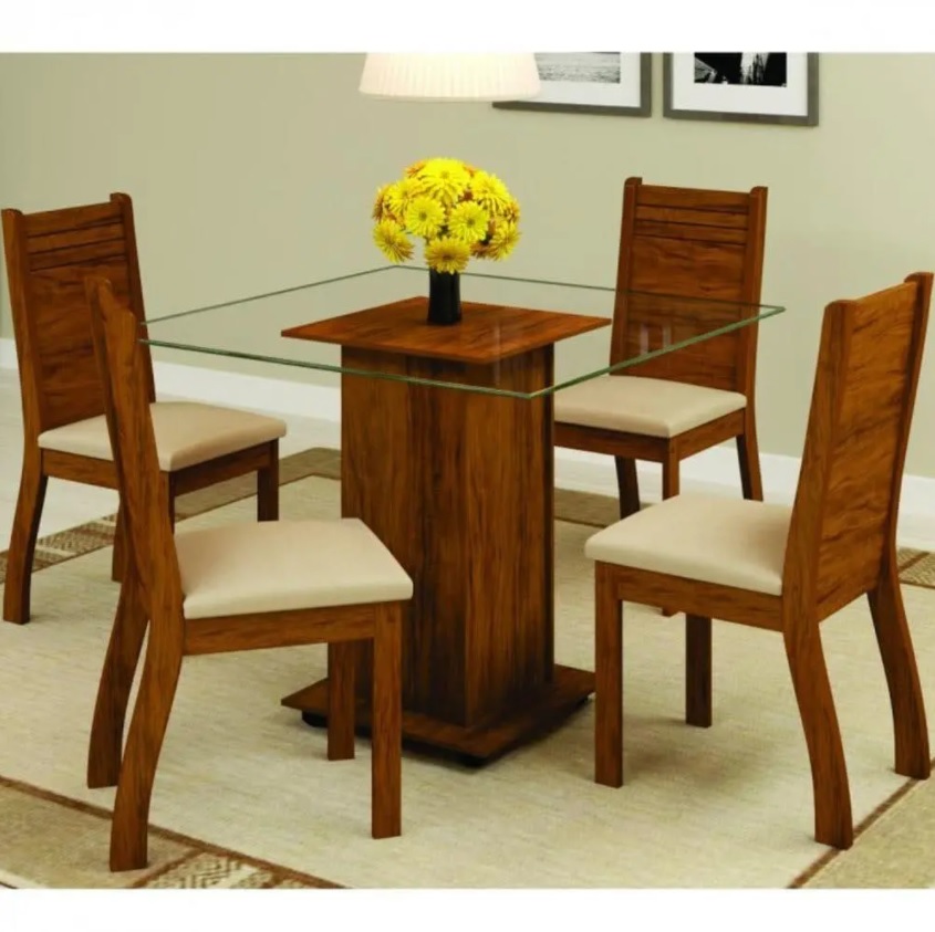 Conjunto Sala de Jantar com 4 Cadeiras Beth Espresso Móveis PinhoChá