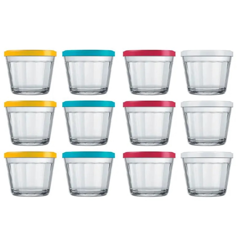 Conjunto de Tigelas Copo Americano em Vidro e Plástico 350 ml – 12 Peças