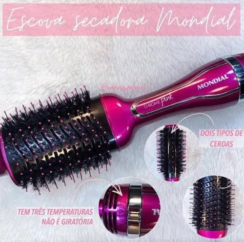 Escova Secadora Chrome Pink 127V, Mondial – ES-04