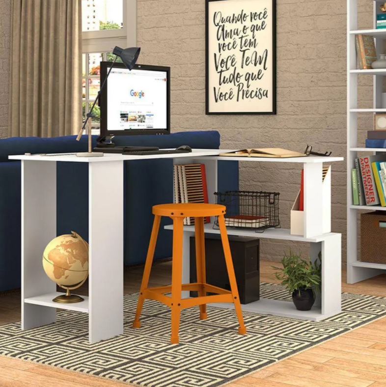 Escrivaninha de Canto Dobrável Nova Mobile – Tampo Giratório