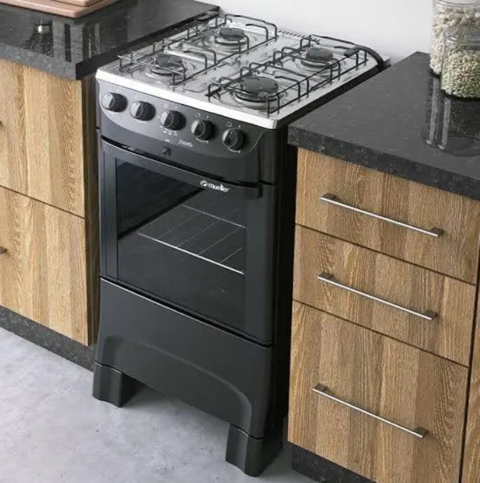 Fogão 4 Bocas Mueller Preto Acendimento Automático – Easy Clean Fratello