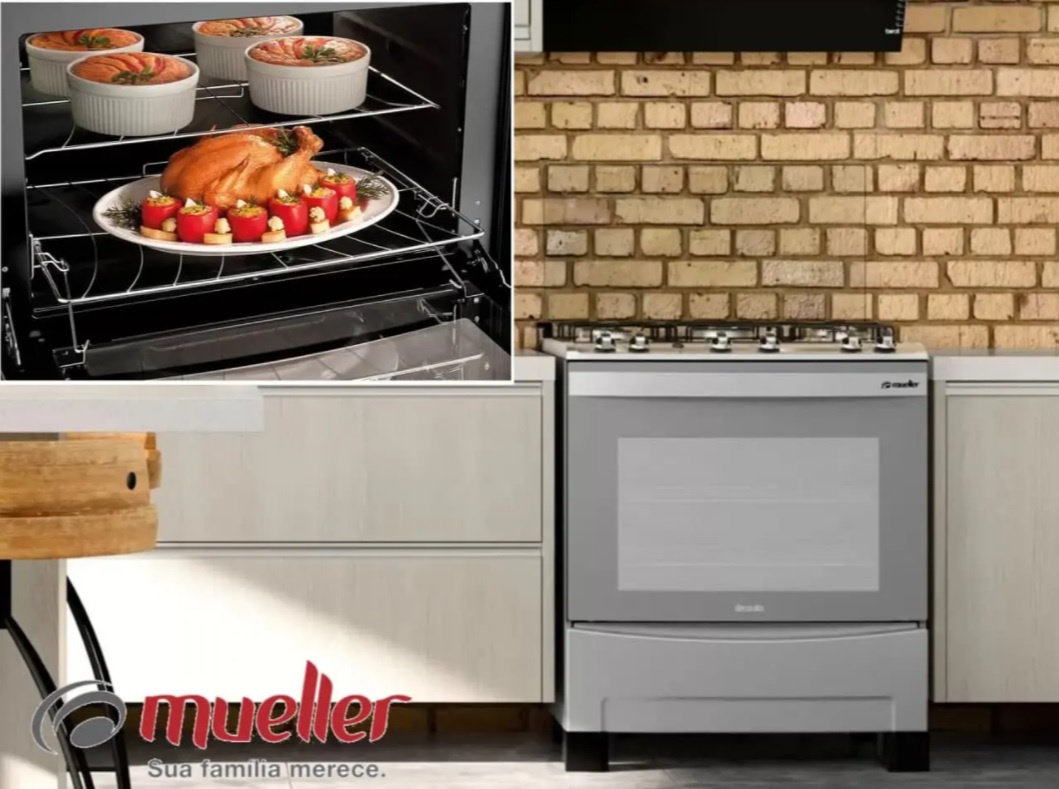 Fogão 5 Bocas Inox Mueller Acendimento Automático – Premium Decorato