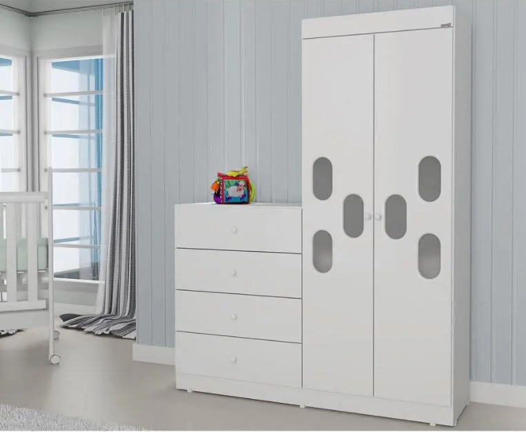 Guarda-roupa Infantil 2 Portas 4 Gavetas – Móveis Canaã Meu Bebê