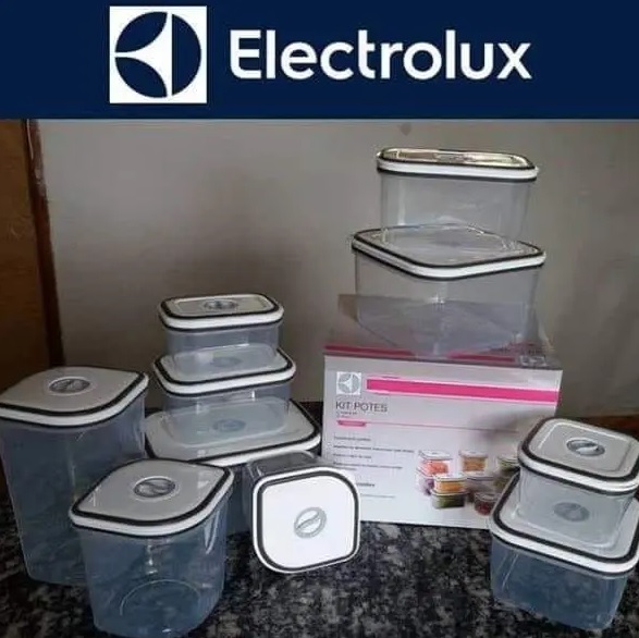 Jogo de Potes de Plástico Hermético Electrolux – com Tampa Quadrado 10 Peças