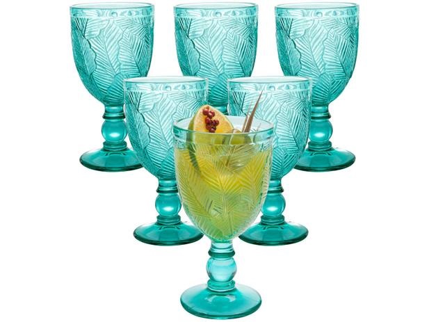 Jogo de Taças para Vinho de Vidro 350ml – 6 Peças Casambiente Folhas