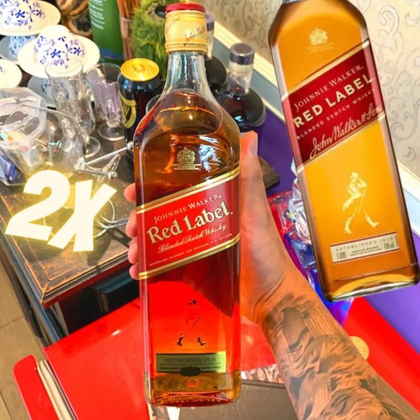 Kit Whisky Johnnie Walker Red Label Escocês 1L – 2 Unidades
