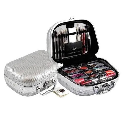 Maleta de Maquiagem Fenzza com 47 Itens Cinza Metalizada