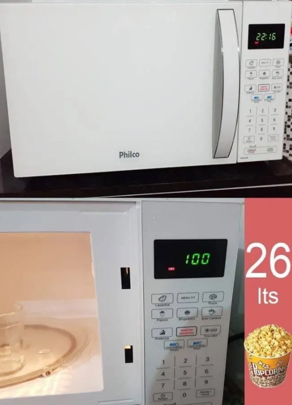 Microondas Philco PMO26B, 26L, 1400W, Branco – 110V