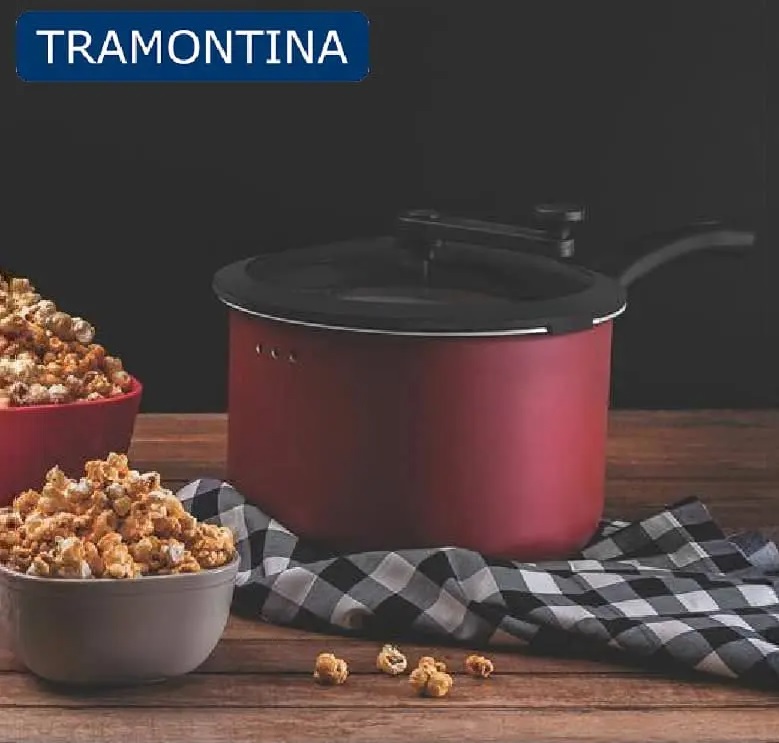 Pipoqueira de Alumínio com Revestimento Interno de Antiaderente Tramontina Vermelho 22Cm